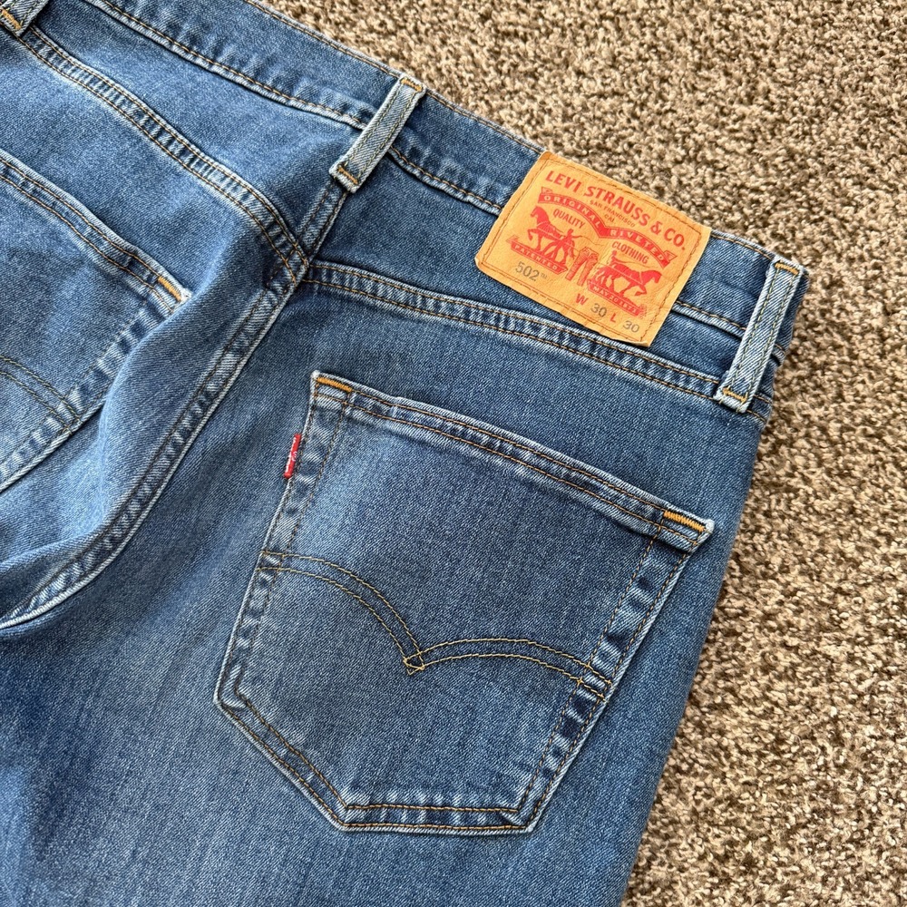 Levi's 502 Men's Slim Taper Jeans 30x30 Medium Wash Blue Denim Stretch
